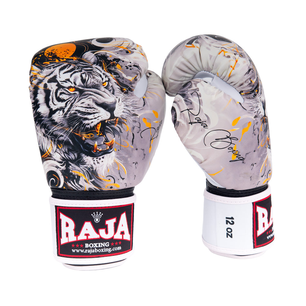 Rajaboxing  Fancy Gloves 'White tiger' Semi Leather